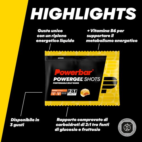Powerbar Powergel Shots Orange 24X60G - Energia Ad Alto Contenuto Di Carboidrati - C2MAX - Vitamina B6 - 4