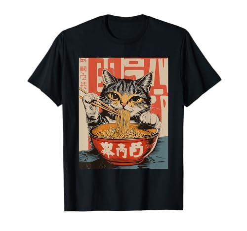 Gato Ramen Fideos Japonés Anime Manga Ramen Kawaii Gato Camiseta