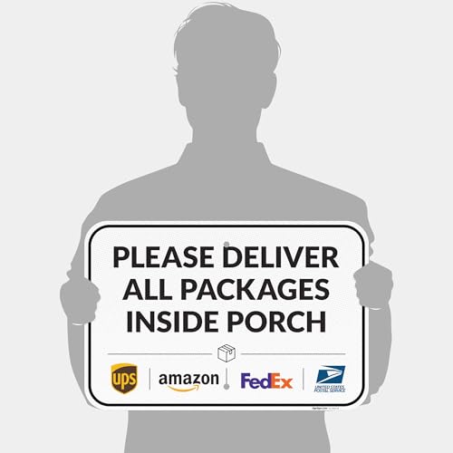 Image of Package Delivery Sign, Delivery Instructions Deliver All Package Inside Porch Sign, 12x18 Inches, 3M EGP Reflective .063 Aluminum, Fade Resistant, Made in USA by Sigo Signs
