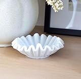 LE HOME DECOR Handmade Marble Scalloped Bowl - 6 inches/Decorative Ruffle Bowl/Home Decor Bowl/Natural Marble Ruffle Bowl/Vintage Ring Bowl/Handcrafted White Marble Bowl