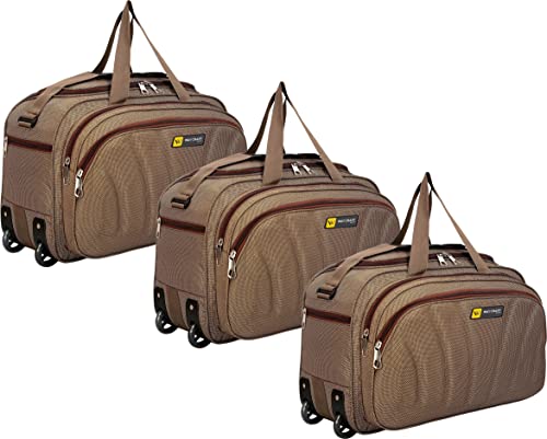 Waycraft (Expandable) Combo Set of 3 Duffel Bag Duffel with Wheels (Brown)