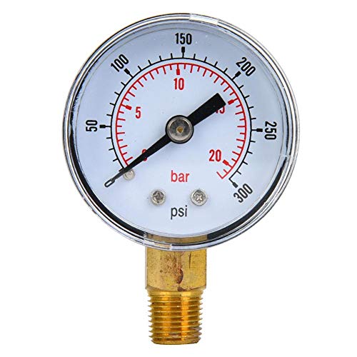 Manometer, 1/8inch BSPT Mechanischer Druckmesser Bodenanschluss Druckmessgerät für Luft, Öl, Wasser(0-300psi,0-20bar)