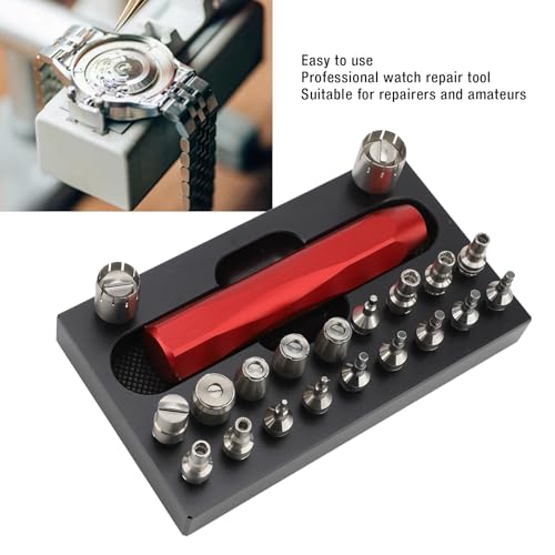 SparkFeng Professional Stainless Steel Watch Crown Tube Remover, Watch Repair Tool with 20 Interchangeable Nozzles, Durable Crown Tube Disassembly Kit for Watchmakers and Collectors – vue 5