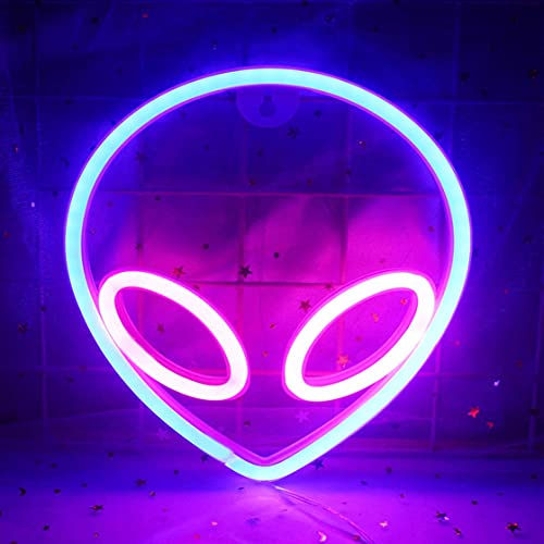 Nordstylee Alien Neon Signs, Led Alien Night Lights for Kid's Gift, Birthday Party, Christmas, Game Office Wall Art Decoration Sign Party Supply Gift-Blue and Pink