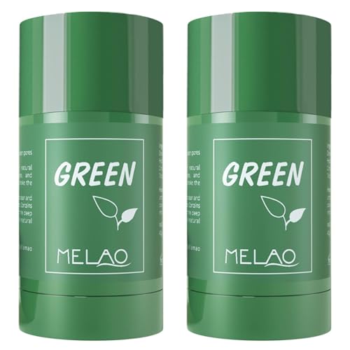 Green Tea Mask Stick for Face, 2Pack Poreless Deep Cleanse Mask Stick, Blackhead Remover with Green Tea Extract, Deep Pore Cleansing, Moisturizing & Oil Control Clay Mask for All Skin Types