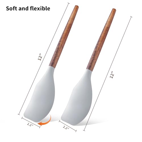 Silicone Spatula 2pcs for Baking Cooking Spatulas Set for Mixing Good Grips Silicone Spatulas Acacia Spatula Food Grade 12