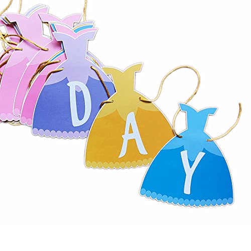Princess Happy Birthday Banner Pink Purple Orange Blue Princess Skirt Dress Party Banner Princess Costume Shape Birthday Banner For Little Girl's Birthday Baby Shower First Birthday Party Decorations #TOP3