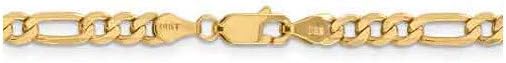 Chain Necklace 14K Yellow Gold bracelet Figaro Flat 30 in 4.7 mm