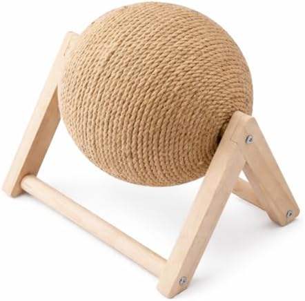 Brinquedo Bola Arranhador para Gatos em Madeira com Corda de Sisa...