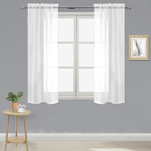 DWCN Sheer Curtains Semi Transparent Voile Rod Pocket Curtains for