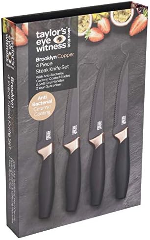 Taylors Eye Witness Brooklyn 4pc Steak Knife Set - Copper Bolster
