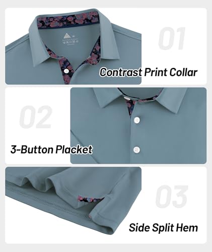 Image of ZITY Golf Shirts for Men Short Sleeve Moisture Wicking Solid Performance Designed Print Collared Casual Polo Shirt