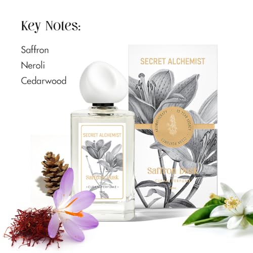 Image of Secret Alchemist Saffron Dusk Parfum 100ml | Clean, Long-Lasting 25% Concentration Amber Floral Perfume for Women | Indian Saffron, Neroli & Cedar | Luxury Gift for Women, Day & Night Wear, 1000 Spritz