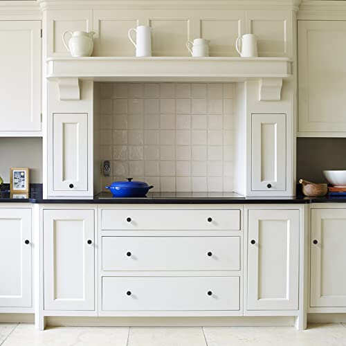 LONTAN 4 Stück Schrankknöpfe möbelknöpfe Schwarz küchenknöpfe schwarz knauf für schrank knöpfe für Küchenschränke knauf Runde Schubladenknöpfe für Schlafzimmer, Badezimmer