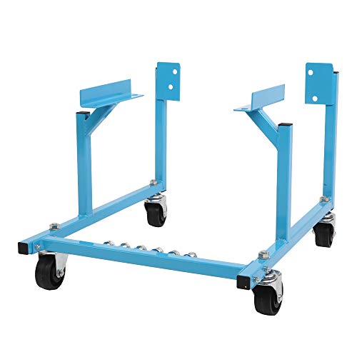 Pinikuyiro 1000 lbs Auto Engine Stand with Wheels, Steel Structure Rolling Engine Cradle, Dolly Compatible with Mover Repair Rebuild (Blue)