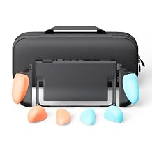 Savage Raven by Skull & Co. FissionGrip Bundle Carrying Case Included Dockable Split Protective Case for Nintendo Switch 2 2025, Slim PC Shell with Detachable Grip Cover- Neon Blue & Red