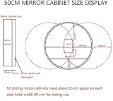 LED Okrągłe Drzwi Lustrzane Szafka Łazienkowa Szafka Do Przechowywania Ścienna, Okrągła Szafka Lustrzana Łazienka Drewno ze Światłem, Przechowywanie Łazienki, Czarny, 50 cm
