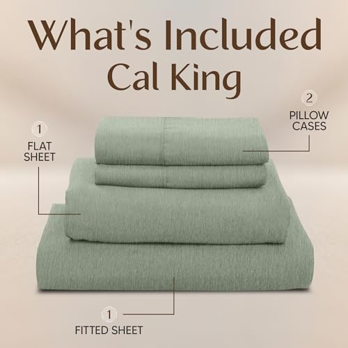 Image of Utopia Bedding California King Size Sheet Set - 4 Piece Bed Sheets, Soft and Breathable Microfiber, Includes 1 Fitted Sheet, 1 Flat Sheet and 2 Pillowcases - Oeko Tex (Heather Sage)