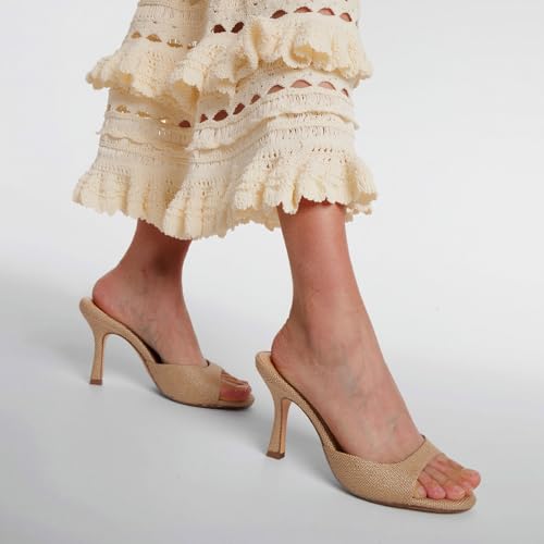 EQAUDES Heeled Sandals Open Toe Kitten Heels Summer Sandals Slip On Bow Mesh Mules Heels Comfortable Dress Shoes for Party Wedding by EQAUDES - Used condition - Image 2