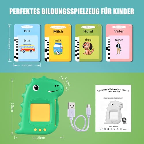 Sprechende Lernkarten Kinderspielzeug Ab 2 3 4 5 6 Jahre Lernspiele Für Autismus Lernspielzeug Deutsch Lernen Für Kinder Vorschulkinder Geschenk Für Jungen Mädchen 2-4 Jahre 224 Wörter Nur auf Deutsch