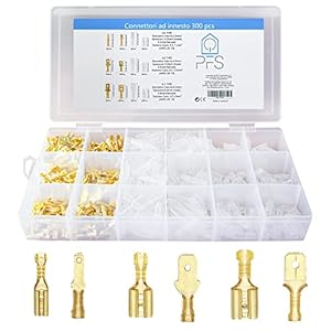 PFS 300 Faston Assortiti Maschio Femmina Terminali Elettrici A Crimpare Con 300 Guaine Isolanti【 Kit Faston 2.8mm 4.8mm 6.3mm】