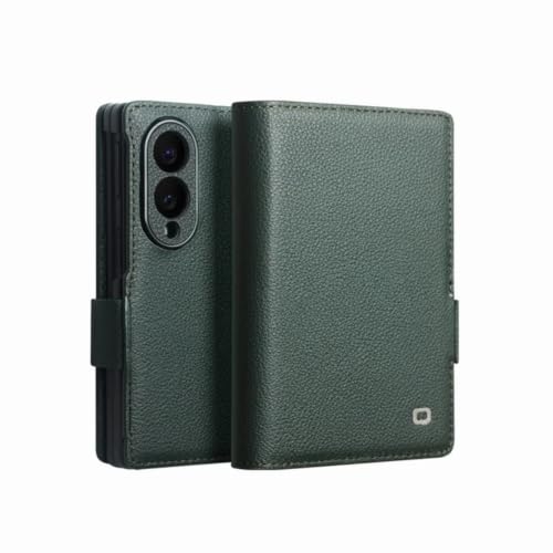 Generic etui kompatybilne z Samsung Galaxy Z Fold 8 (kolor: zielony) Wysokiej jakości portfel z prawdziwej skóry retro etui z klapką magnetyczne