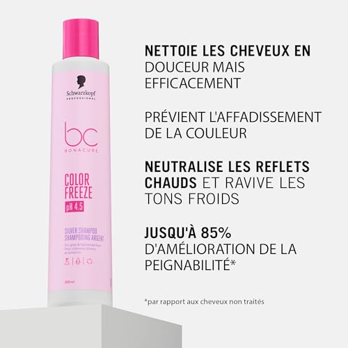 Schwarzkopf Professional Bonacure Color Freeze Shampoo Cheveux Blonds Et Éclaircis Élimine Les Tons Jaunes Ravive Les Tons Froids Avec Kératine Végane Sans SLS SLES 250 ml - vue 4