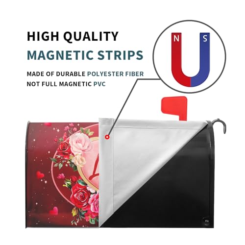 Image of Valentine's Day Mailbox Covers Magnetic Standard Size 18 X 21 Inch Red Love Hearts Magnetic Mailbox Cover Floral Mailbox Wraps Post Box Cover Decoration Outdoor Garden Home Yard Outside