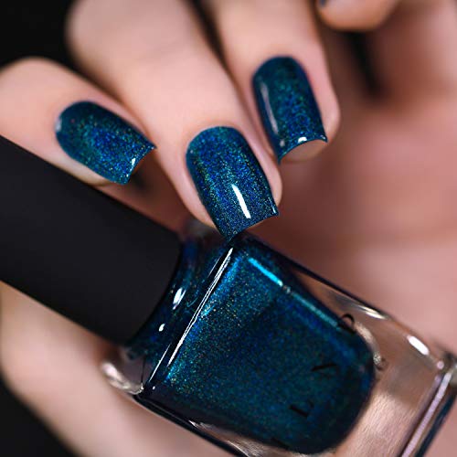 ILNP Isabella - Petrol Blue Holographic Nail Polish, Chip Resistant, Non-Toxic, Vegan, Cruelty Free - Thumbnail 3
