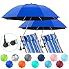 NBtoUS 2 PACK Chair Umbrella with Clamp, 360 ° Adjustable, UPF50+ Sunshade for Beach Chair, Patio Chair, Camping Chair, Golf Carts(Azure Blue, Not Include Chair)