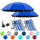 NBtoUS 2 PACK Chair Umbrella with Clamp, 360 ° Adjustable, UPF50+ Sunshade for Beach Chair, Patio Chair, Camping Chair, Golf Carts(Azure Blue, Not Include Chair)
