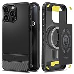 Spigen – Spigen iPhone 15 Pro Hülle Rugged Armor MagFit - Matte Black