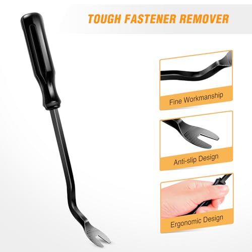 GOOACC 11 PCS Trim Removal Tool Kit, Metal Pry Tool Auto Fastener Remover Pry Bar Set Car Door Panel Removal Tool Dashboard Repair Kit Black - Thumbnail 5