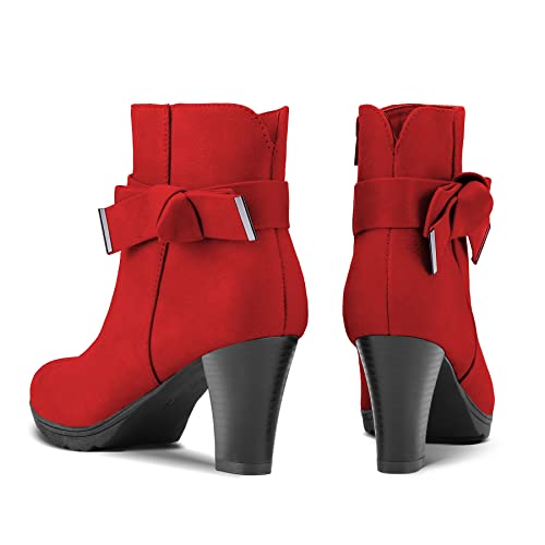 mysoft Women's Booties with Heel, Chunky Stacked Heel Zipper Ankle Boots for Ladies by mysoft - Used condition - Image 6