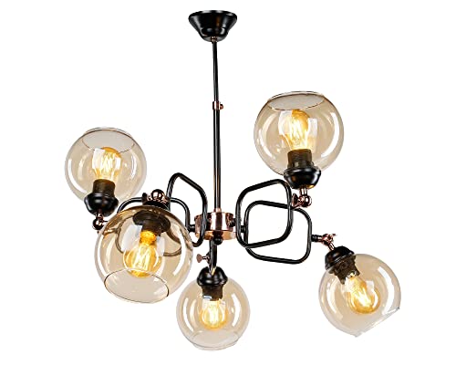 Larteen 3 Pack Clear Amber Glass Lamp Shade Cover Replacement For Lighting Fixture, 5.9" Diameter Round Globe Shade For Chandelier Pendant Light Wall Sconce, 1-5/8 Inch Fitter Opening #TOP2