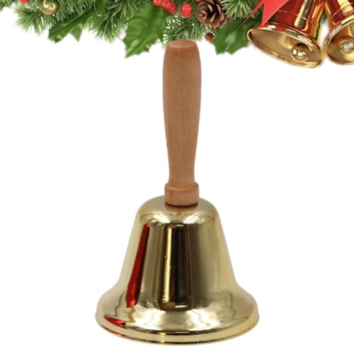 Campanas de Navidad Decorativas, decoración con Mango de Madera, sonajero de Metal Tradicional para Mesa, Chimenea, Lugar de Trabajo, Tienda, casa de Campo