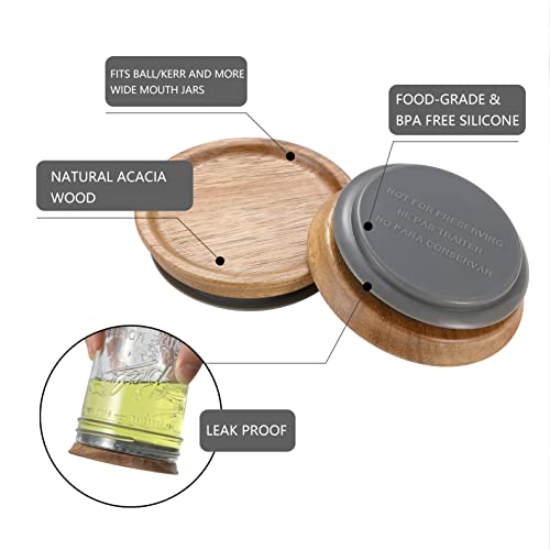 6 Pack Regular Mouth Wooden Storage Lids Set,Wooden Lids For Ball,Kerr Jars,Food Grade Material,100% Fit & Airtight For Regular Mouth Jars #TOP1