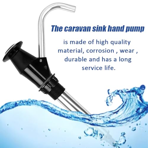 Image of QPINGH Modern Aluminum & Plastic Caravan Sink Hand Pump, Double Action Manual Water Pump for Camping Trailer, Motorhome, Work Vehicles, Black Silver