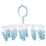 HOOTNEE Winddichter Wäschespanner mit Clips Stabiler Wäscheständer für Socken Unterwäsche Babybekleidung Hitzebeständiges Material Schneller Trocknungshilfe für Haushalt Blauer Runder