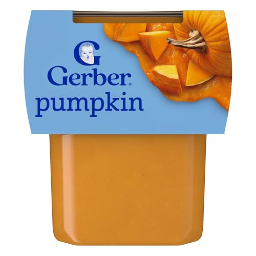 Gerber Stage 2 Baby Food, Pumpkin Puree Tubs, No Artificial Colors or Flavors, Baby Puree, 16-Pack