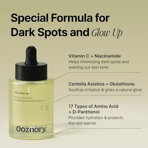 OOZNARY Vita 3 Serum with Vitamin C Derivatives and Niacinamide plus Glutathione for Uneven Skin Tone & Dull Skin | Korean Skin care | 1.69 fl.oz 50ml