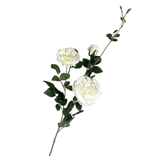 Huffa White 3 Simulated Peony Flower Arrangement Chinese Decorative Floral Ornament(White 3)
