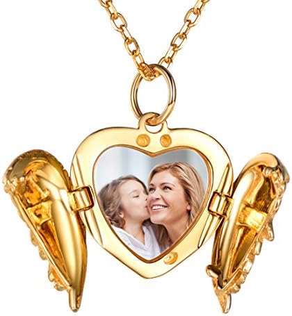 Custom4U S925 Locket Necklace with Personalised Photo & Text, Custom Jewelry Gifts for Women Christmas (Gift Wrapped)