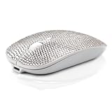 Bling Wireless Mouse Sparkly, Silver Rhinestone Glitter Computer Mouse Wireless with USB Receiver for Girls, Bedazzled Cute Mice for Laptop, PC, Notebook, MacBook Gift