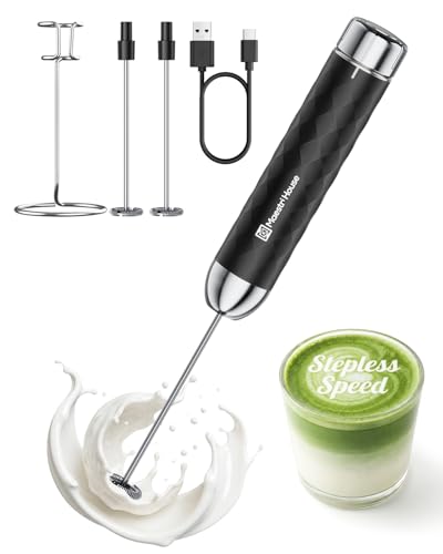 Maestri House Milk Frother with Stepless Speed Control, Rechargeable