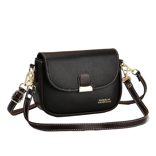 Bolsa Feminina Couro Macio - Bolsa Pequena com Alças Ajustáveis Ombro/Transversal, Bolsa Casual Multiuso para Dia a Dia, Festas e Viagens, Acessório Essencial Feminino (Preto)