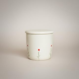 White Daisy French Butter Keeper with Water Line – Ceramic Butter Crock for Countertop – Butter Dish with Lid for Soft Spreadable Butter – Farmhouse Kitchen Decor – Fits 1 Stick
