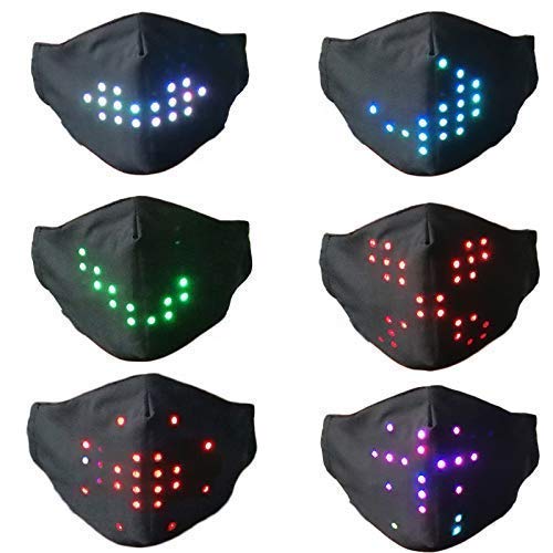 Voice Activated LED Face Mask - Imitates Lips Speaking - Animation Commands -Halloween and Christmas Talking Mask - Holiday Gift