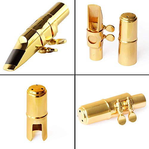 Alto Sax Saxophone Mouthpiece With Cap & Ligatures, Brass Metal Eb Alto Tenor Sax Mouthpiece 5C/6C/7C/8C For Saxophone Professionals And Beginners #TOP2