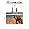 Desert Sand Camel Print Canvas Tote Document Office Shopping Commuting Business Trips Storage File Bag #5